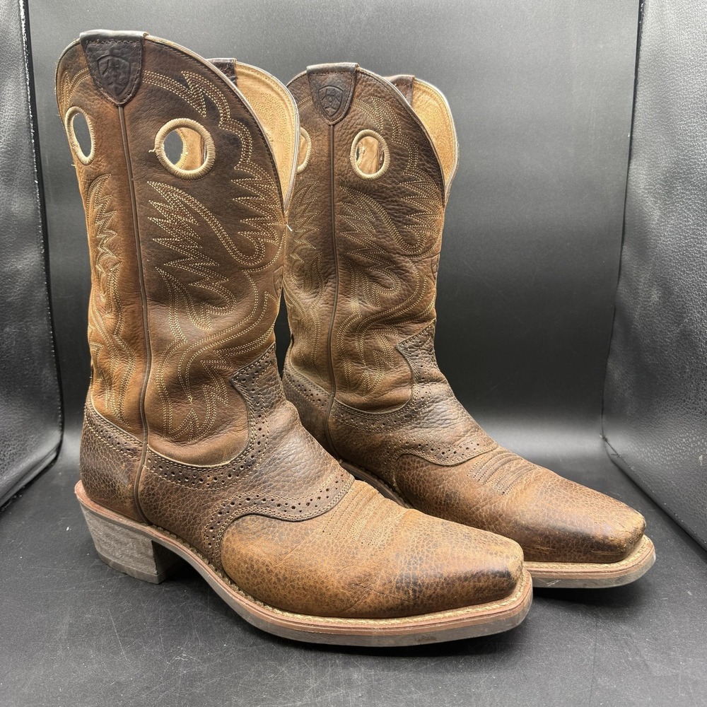 Ariat Heritage Roughstock Western Boots Mens US 13D Brown Leather Cowboy ATS